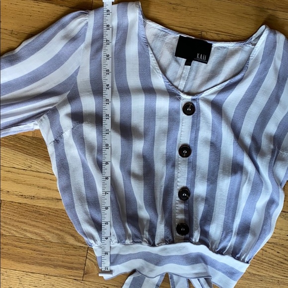 Blue Striped Crop Button Down - Picture 8 of 12